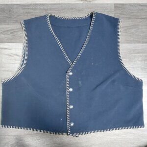 Blue Open Western Vest Stitch Trim